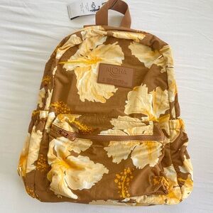 NWT ALOHA Collection Floral Backpack in Brown and Cream Tahaa